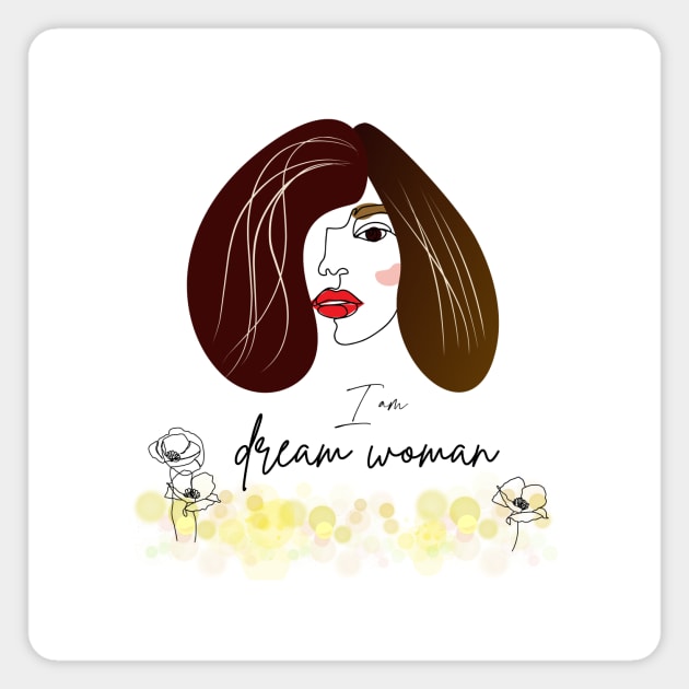 portrait of woman with brown straight hair Magnet by Artpassion